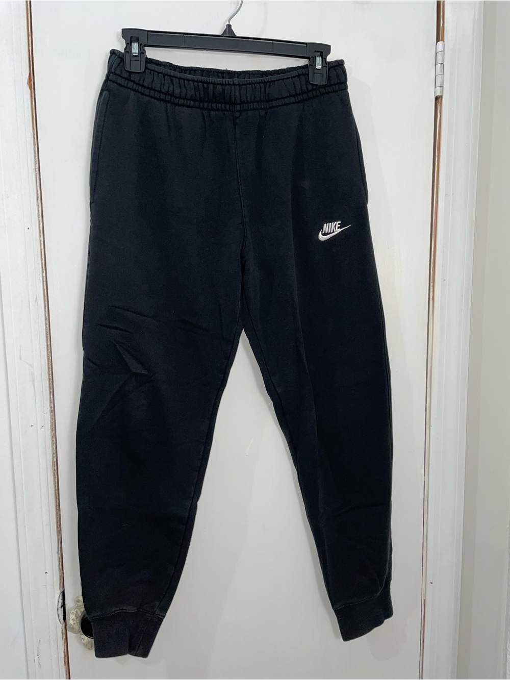 Nike Black Kids Fleece Joggers with White Logo